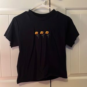 John Galt navy cropped short sleeve with flowers